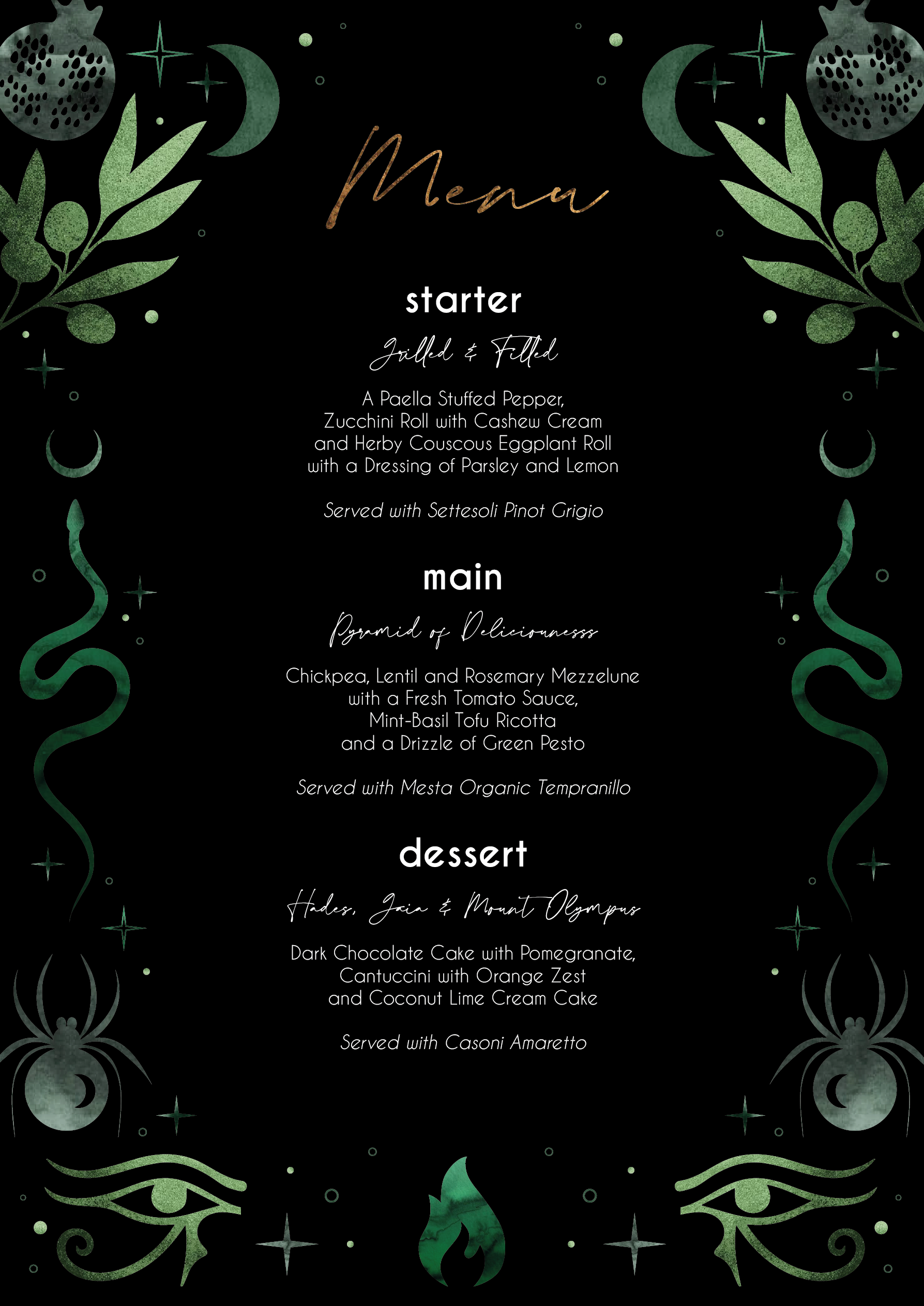 Dinner menu